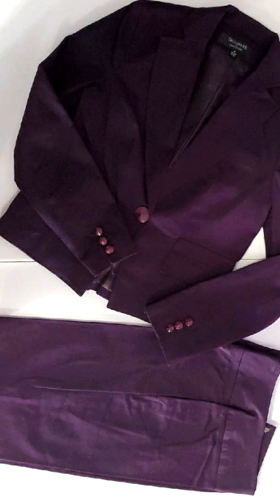 Larry Levine, signature pant suit, 4, purple